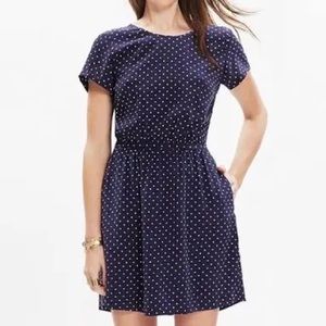 Madewell Silk blue stars and dots dress